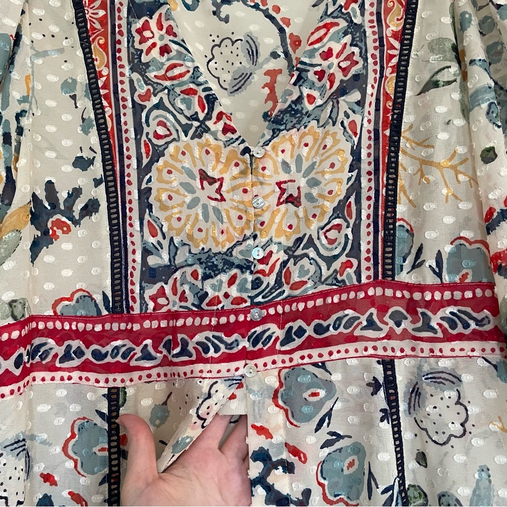 Zara Swiss Dot Duster Shirtdress in Floral Paisley Print - Size Small - Picture 12 of 13